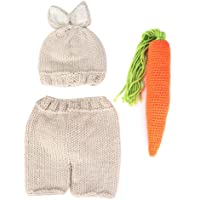 Bebé accesorios de fotografía hechos a mano de punto de ganchillo conejito gorras pantalones foto traje traje prop para…